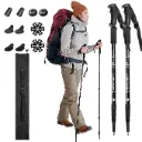 2 Pieces Trekking Poles, Adjustable Hiking Poles 135 cm with All-Terrain Accessories, Strong and Light, High Strength Aluminium Alloy, Suitable for Mountaineering, Hiking