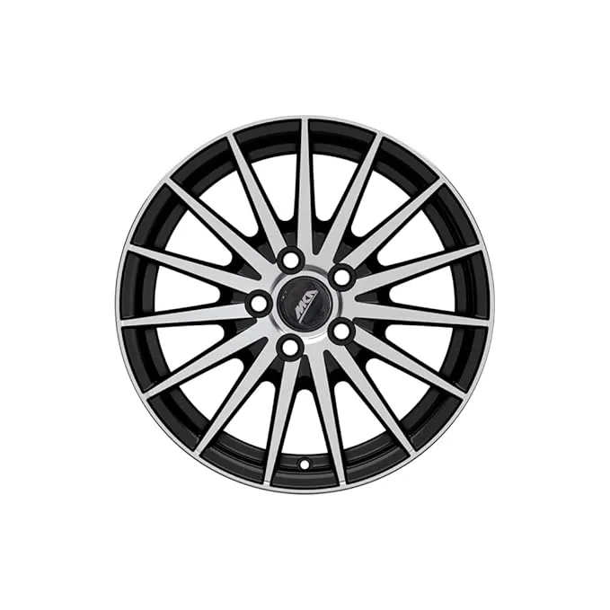 UNO Minda W1D147-000M00 15 inch Car Alloy Wheel, PCD 100, 5 Hole, Black Machined finish