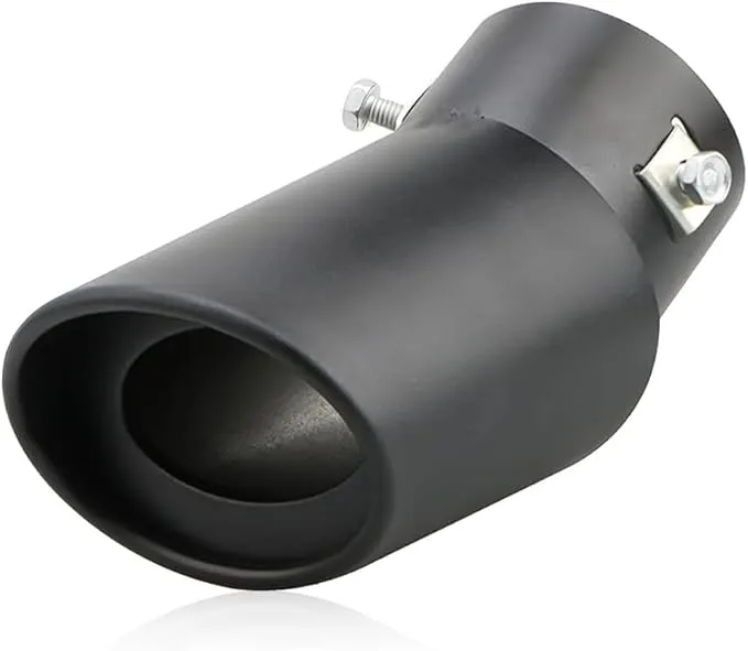 Automaze Car Exhaust Tail Muffler Tip Show Pipe 60mm, Curved Oval, Stainless Steel (Black)