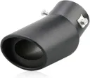 Automaze Car Exhaust Tail Muffler Tip Show Pipe 60mm, Curved Oval, Stainless Steel (Black)